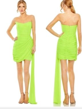 Mac Duggal Strapless Lime Green Ruched Mini Dress SIZE6 NWT 56005
